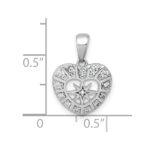 Sterling Silver Rhodium-plated Polished CZ Star in Heart Pendant - Image 4