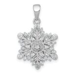 Sterling Silver Rhodium-plated Polished CZ Snowflake Pendant