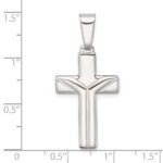 Sterling Silver Polished and Grooved Latin Cross Pendant - Image 4