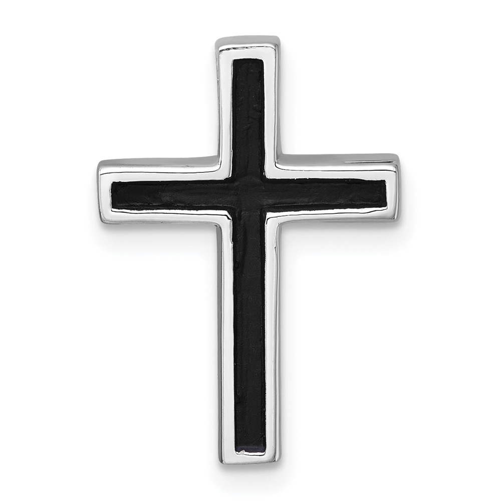 QC11602.jpg Sterling Silver Rhodium-plated Polished Enameled Latin Cross Chain Slide Pendant - Image 1