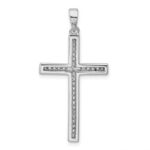 Sterling Silver Rhodium-plated Polished Pave CZ Latin Cross Pendant - Image 3