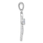 Sterling Silver Rhodium-plated Polished Fancy CZ Latin Cross Pendant - Image 2