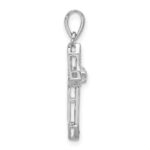 Sterling Silver Rhodium-plated CZ Polished Pointed Cross Pendant - Image 2