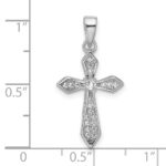 Sterling Silver Rhodium-plated CZ Polished Pointed Cross Pendant - Image 4