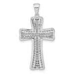Sterling Silver Rhodium-plated Polished CZ Cross Pendant - Image 3