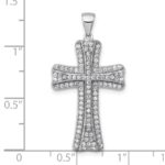 Sterling Silver Rhodium-plated Polished CZ Cross Pendant - Image 4