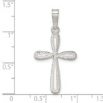 Sterling Silver Polished and Diamond-cut Cross Pendant - Image 4