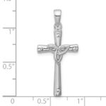 Sterling Silver Rhodium-plated CZ Polished Celtic Trinity Cross Pendant - Image 4