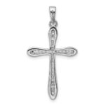 Sterling Silver Rhodium-plated Pave CZ Polished Cross Pendant - Image 3
