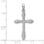 Sterling Silver Rhodium-plated Pave CZ Polished Cross Pendant - Image 4