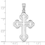 Sterling Silver Rhodium-plated Polished Cutout Budded Cross Pendant - Image 4