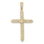 Sterling Silver Gold-Tone Polished Pave CZ Latin Cross Pendant