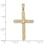 Sterling Silver Gold-Tone Polished Pave CZ Latin Cross Pendant - Image 4