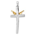 Sterling Silver Rhodium-plated Gold-tone Crucifix with Raised Arms Pendant - Image 3