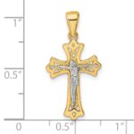 Sterling Silver Gold-tone and Rhodium-plated Polished Crucifix Cross Pendant - Image 4