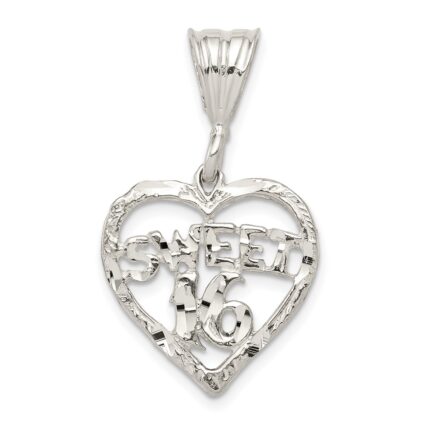 Sterling Silver HEART SWEET 16 Charm