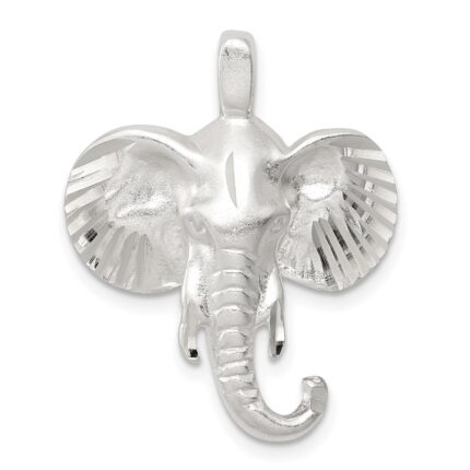 Sterling Silver Satin Elephant Head Charm