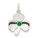 Sterling Silver Clover with Green Glass Charm - Image 4