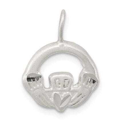 Sterling Silver Satin Claddagh Charm