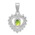 Sterling Silver Rhodium-plated Peridot and CZ Pendant - Image 4