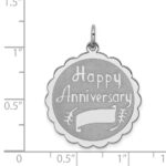Sterling Silver Rhodium-plated Happy Anniversary Disc Charm - Image 4