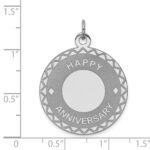 Sterling Silver Rhodium-plated Happy Anniversary Disc Charm - Image 3