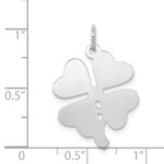 Sterling Silver Rhodium-plated 4-leaf Clover Polished Disc Charm - Image 4