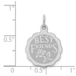 Sterling Silver Rhodium-plated Best Friends Disc Charm - Image 4