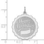 Sterling Silver Rhodium-plated Happy Birthday Disc Charm - Image 4
