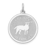 Sterling Silver Rhodium-plated Labrador Retrieve Disc Charm