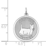 Sterling Silver Rhodium-plated Scottish Terrier Disc Charm - Image 3