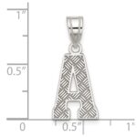 Sterling Silver Rhodium-plated Letter A Initial Pendant - Image 3