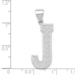 Sterling Silver Rhodium-plated Letter J Initial Pendant - Image 4