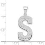 Sterling Silver Rhodium-plated Letter S Initial Pendant - Image 4