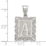 Sterling Silver Square Diamond-cut Letter A Initial Pendant - Image 4