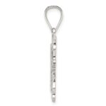 Sterling Silver Square Diamond-cut Letter F Initial Pendant - Image 2