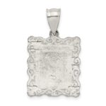 Sterling Silver Square Diamond-cut Letter F Initial Pendant - Image 3