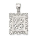 Sterling Silver Square Diamond-cut Letter G Initial Pendant