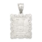 Sterling Silver Square Diamond-cut Letter H Initial Pendant - Image 4