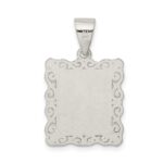 Sterling Silver Square Diamond-cut Letter K Initial Pendant - Image 3