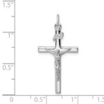 Sterling Silver Platinum-plated INRI Crucifix Pendant - Image 3