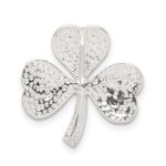 Sterling Silver Polished Diamond-cut Shamrock Chain Slide - Image 4