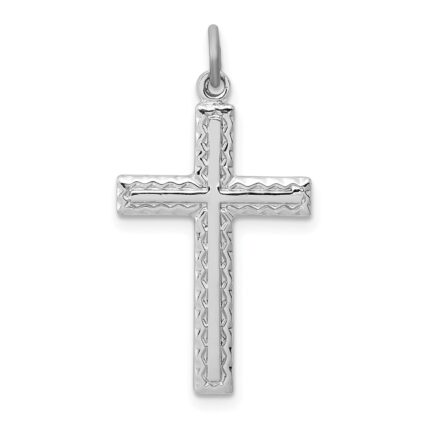Sterling Silver Platinum-plated Cross Charm