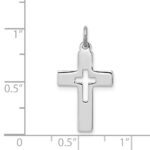 Sterling Silver Platinum-plated Cut-out Cross Charm - Image 3