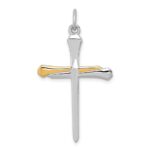 Sterling Silver Platinum-plated & Vermeil Nail Cross Pendant