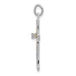 Sterling Silver Platinum-plated & Vermeil CZ Cross Pendant - Image 2