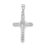 Sterling Silver Rhodium-plated CZ Cross Charm - Image 3
