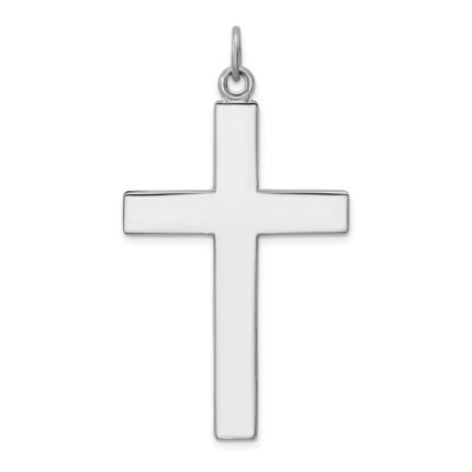 Sterling Silver Platinum-plated Cross Lord's Prayer Pendant