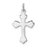 Sterling Silver Platinum-plated Pink Enameled Budded Cross Charm - Image 4