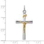 Sterling Silver Platinum-plated & 18k Gold-plated INRI Crucifix Charm - Image 3